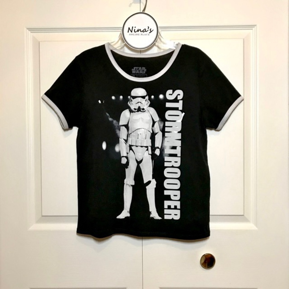 STAR WARS Mighty Fine Juniors Ringer Tee Black/White Size M